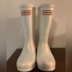 Hunter White Iridescent Classic Boots